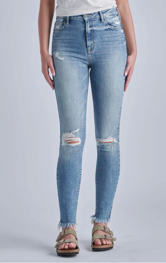 Taylor High Rise Distressed  Frayed Jeans