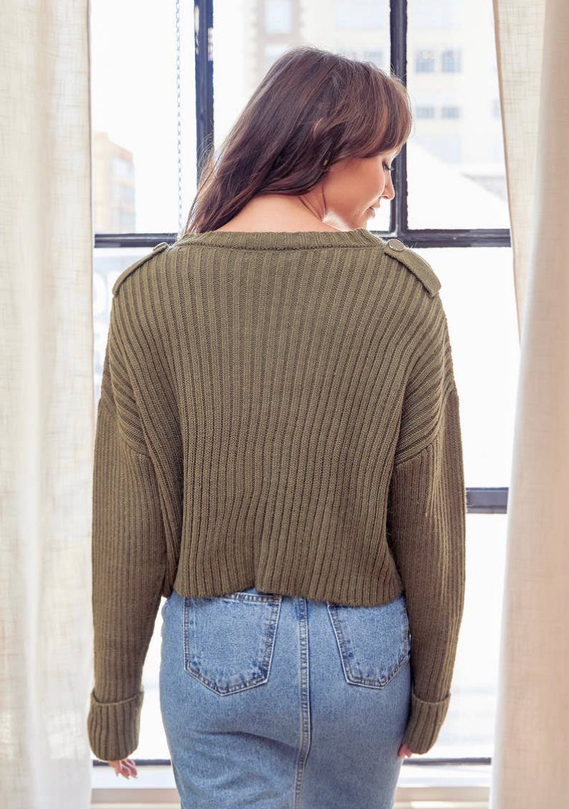 Shoulder Button Detailed Sweater